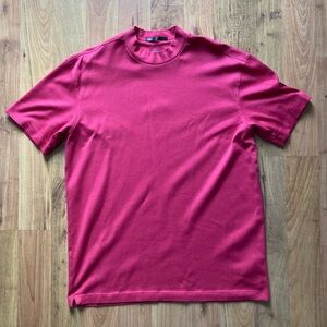 Tiger Woods Nike Dri-Fit Mock Neck Golf Performance Red Ribbed Shirt Mens XL